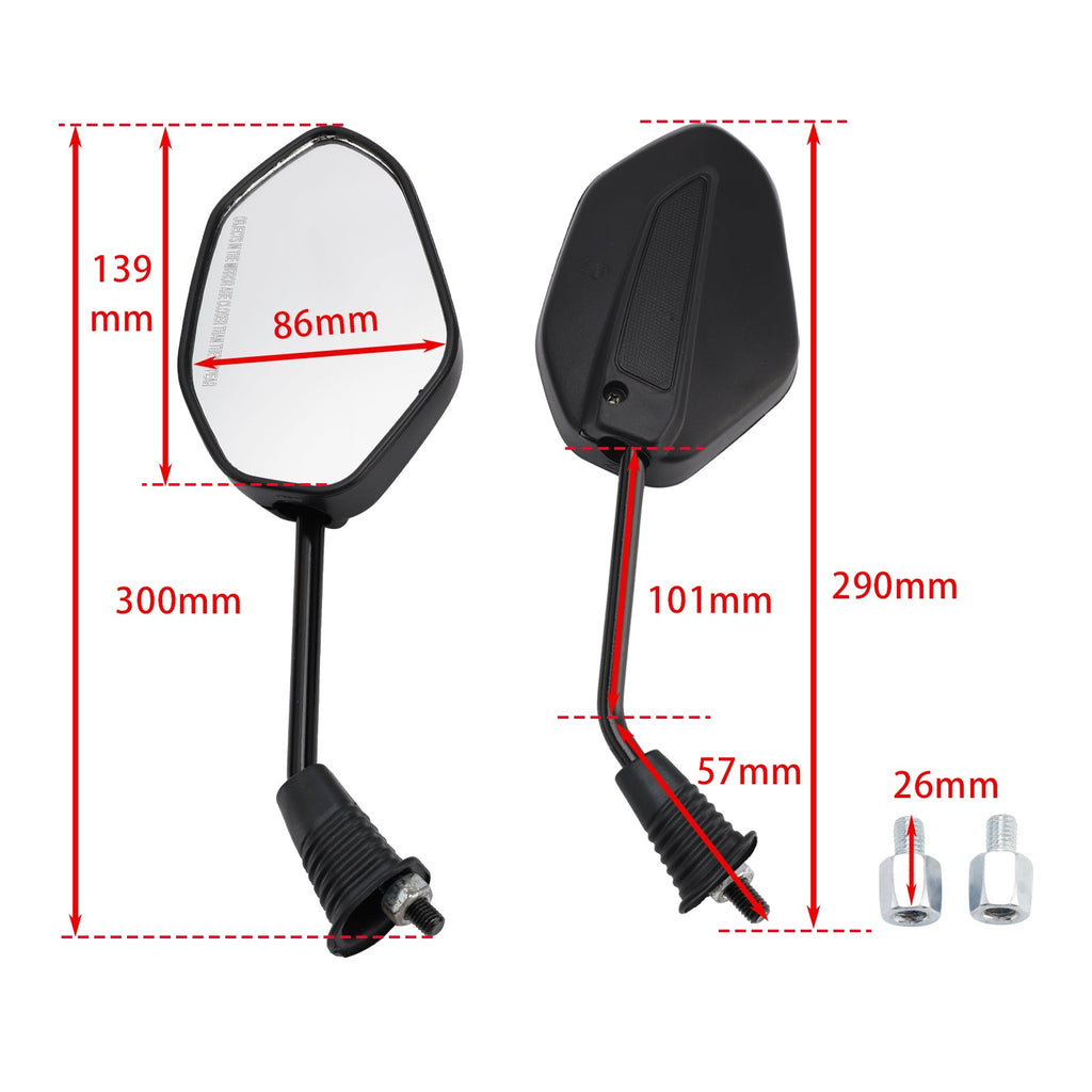 Black Rearview M8 Mirrors Left & Right For 2017-2022 Honda Dio 110 SCV110