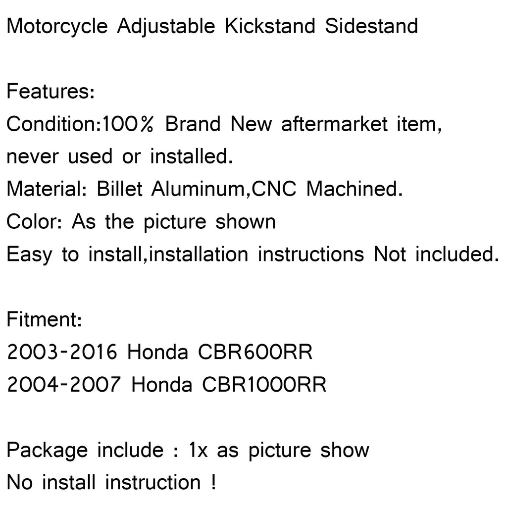 Adjustable Kickstand Sidestand Side Stand For HONDA CBR 600 1000 RR 600RR 1000RR