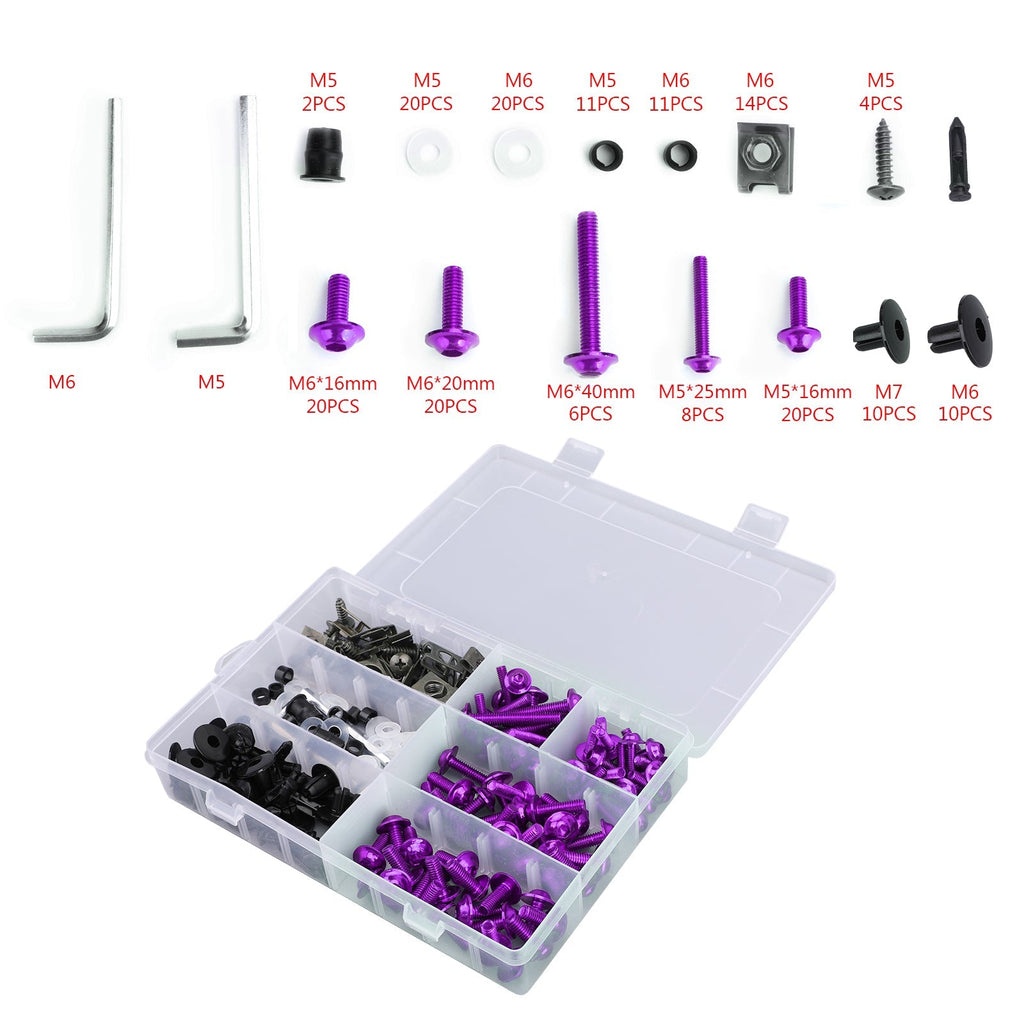 Purple Fairing Bolts Screws Kit For Yamaha YZF R6 R1 R25 R125 R3 T-MAX MT XJR