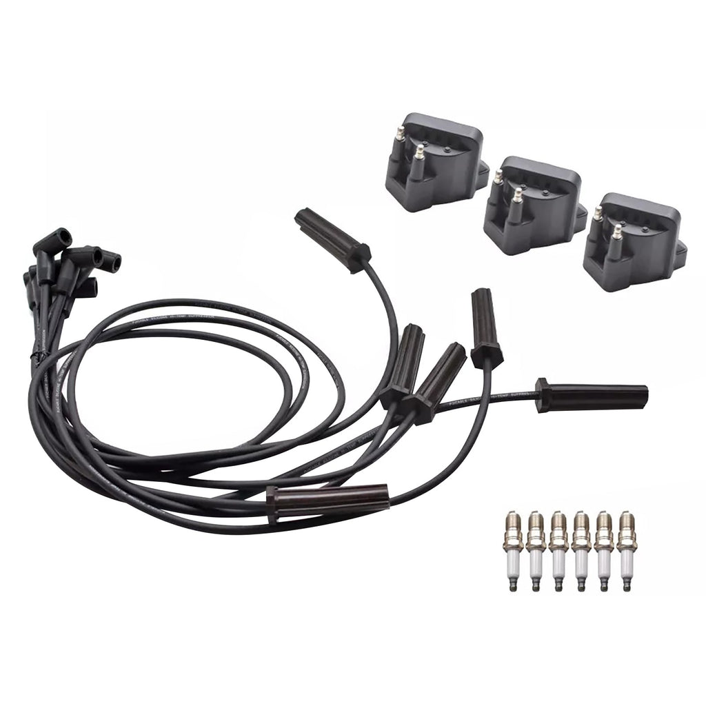 6x Spark Plug+3x DR39 Ignition Coil +6x Wires For Buick Lucerne 3.8L 96-08
