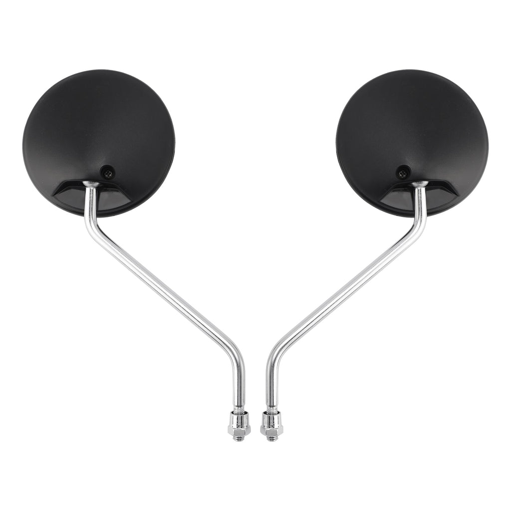 Pair Round Mirrors Black For Piaggio Vespa Scooter Moped 8mm Universal Fit
