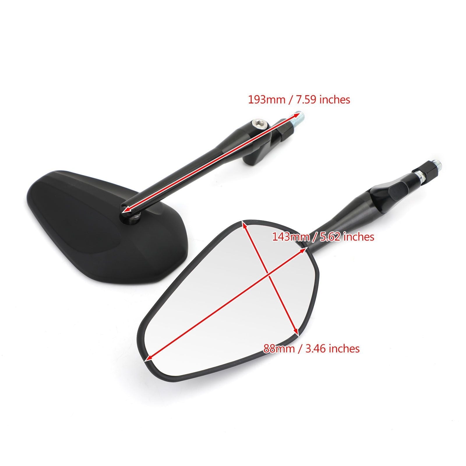 Pair M10 Rearview Mirror for Motorcycle Custom Cruiser Cafe Racer UNIVERSAL