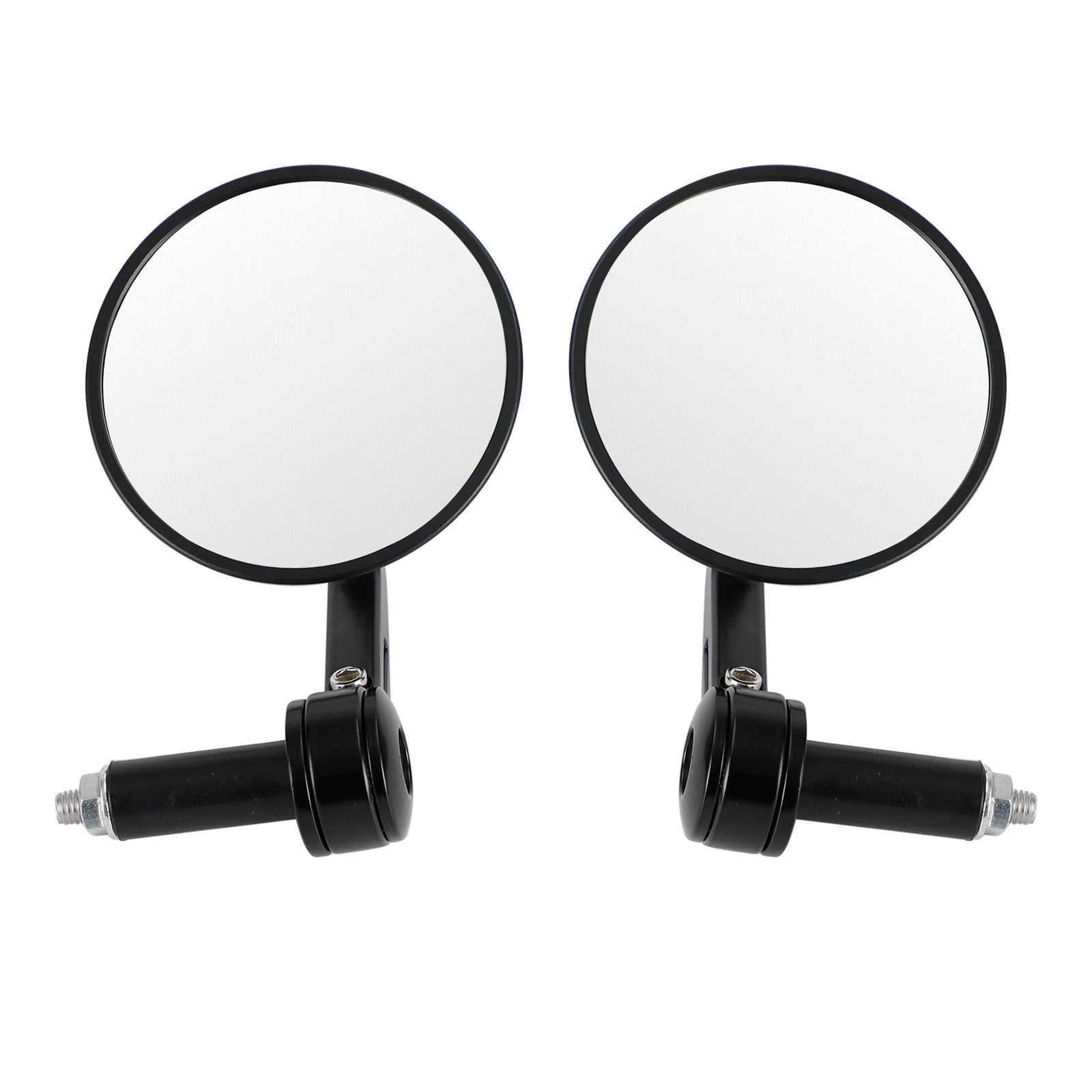 Pair 22mm Custom Handle Bar End Mirrors Anti Glare 4" Round Black Billet Quality