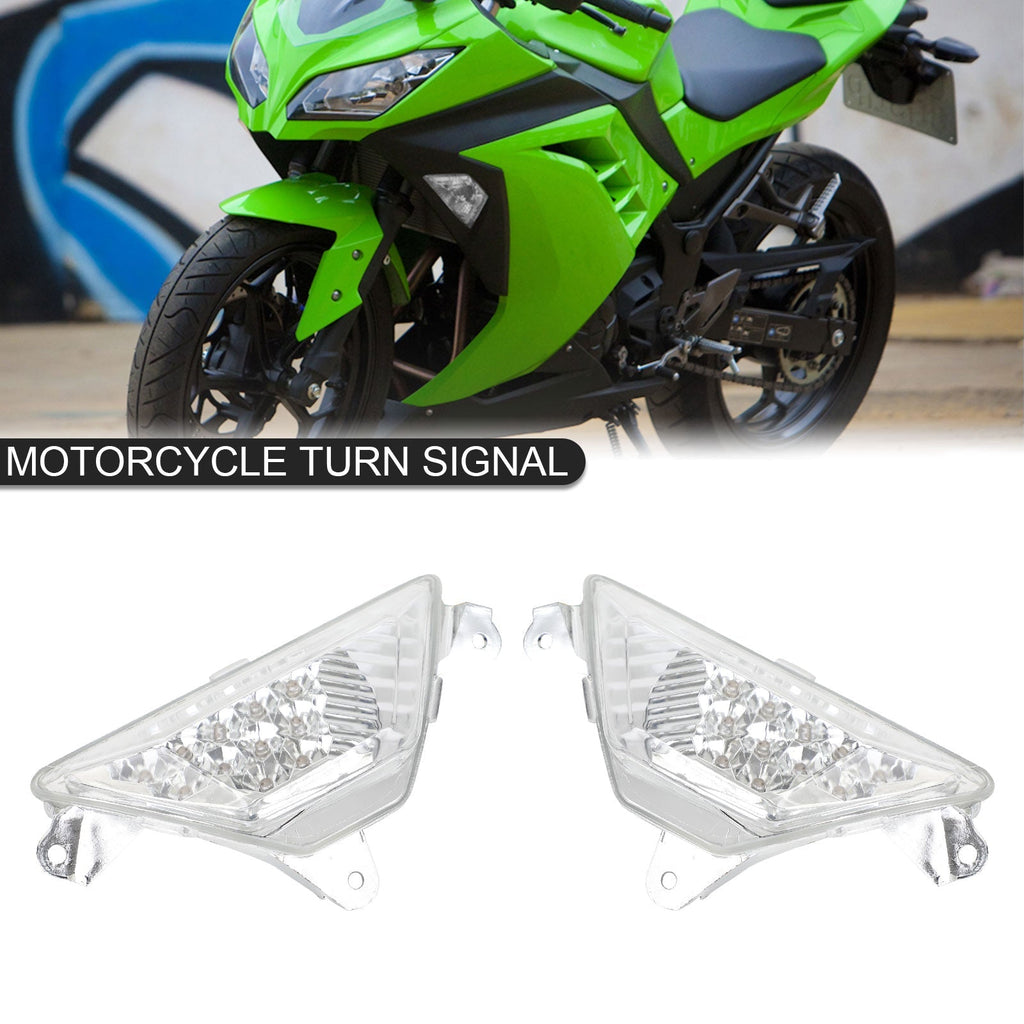LED Front Turn Signal Light For KAWASAKI NINJA 250 300 400 650 1000 ZX6R Smoke