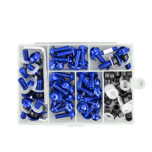 158pcs Motorbike Blue Fastener Clip Screw Kit Windscreen Fairing Bolt Universal