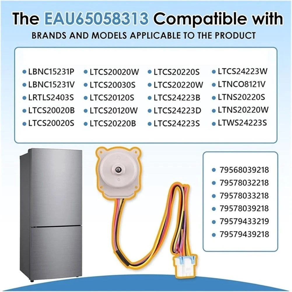 Fan Motor for LG Refrigerator (Compatible EAU65058313, DC 12V 1A)