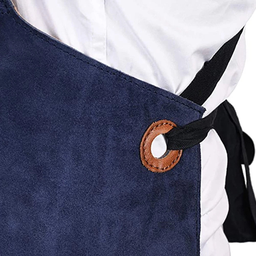 Double-Sided Velvet Apron with Adjustable Pockets and PU Leather Accent