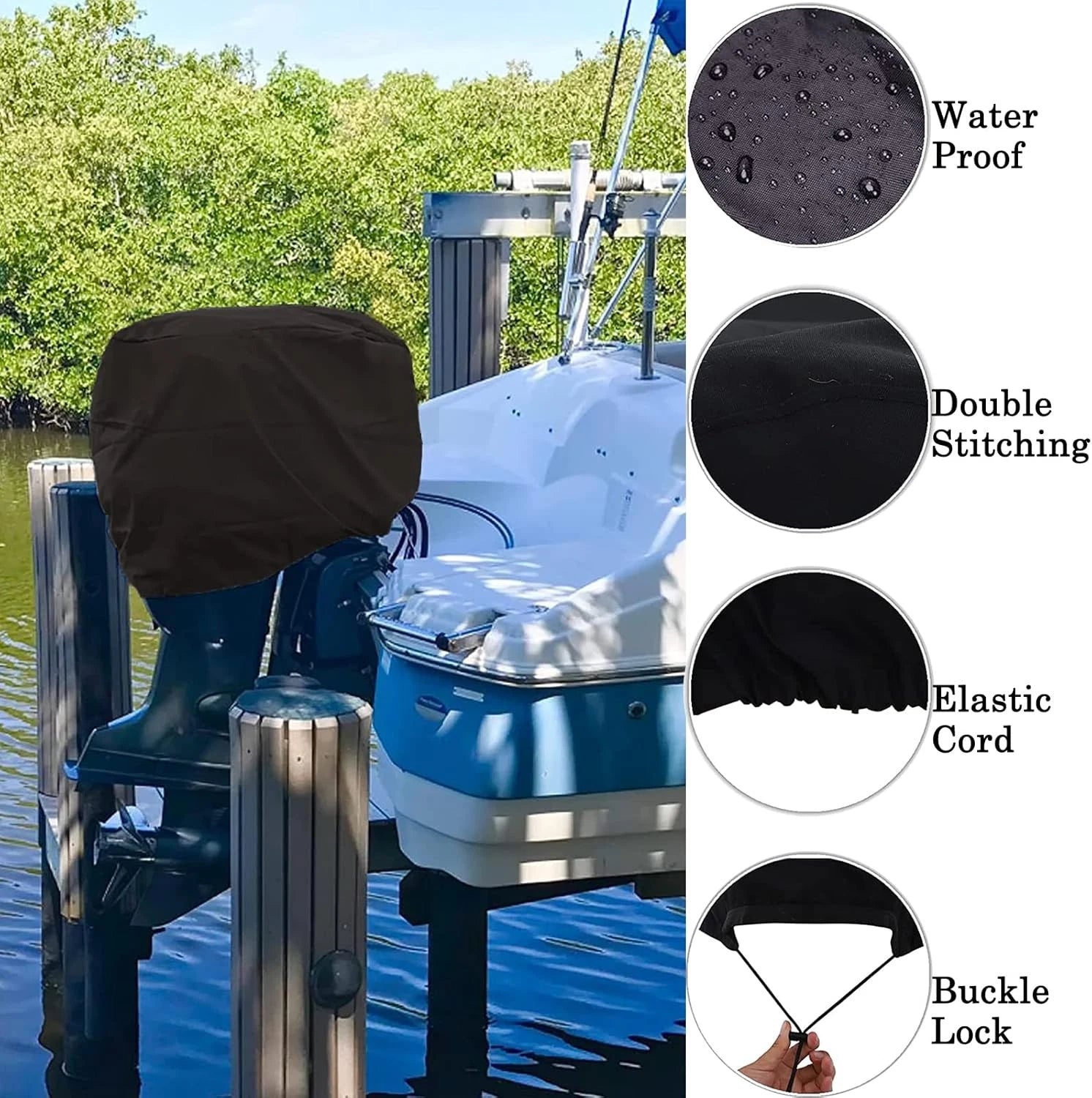 Outboard Motor Engine Cover for Universal (60-100 HP) - Black
