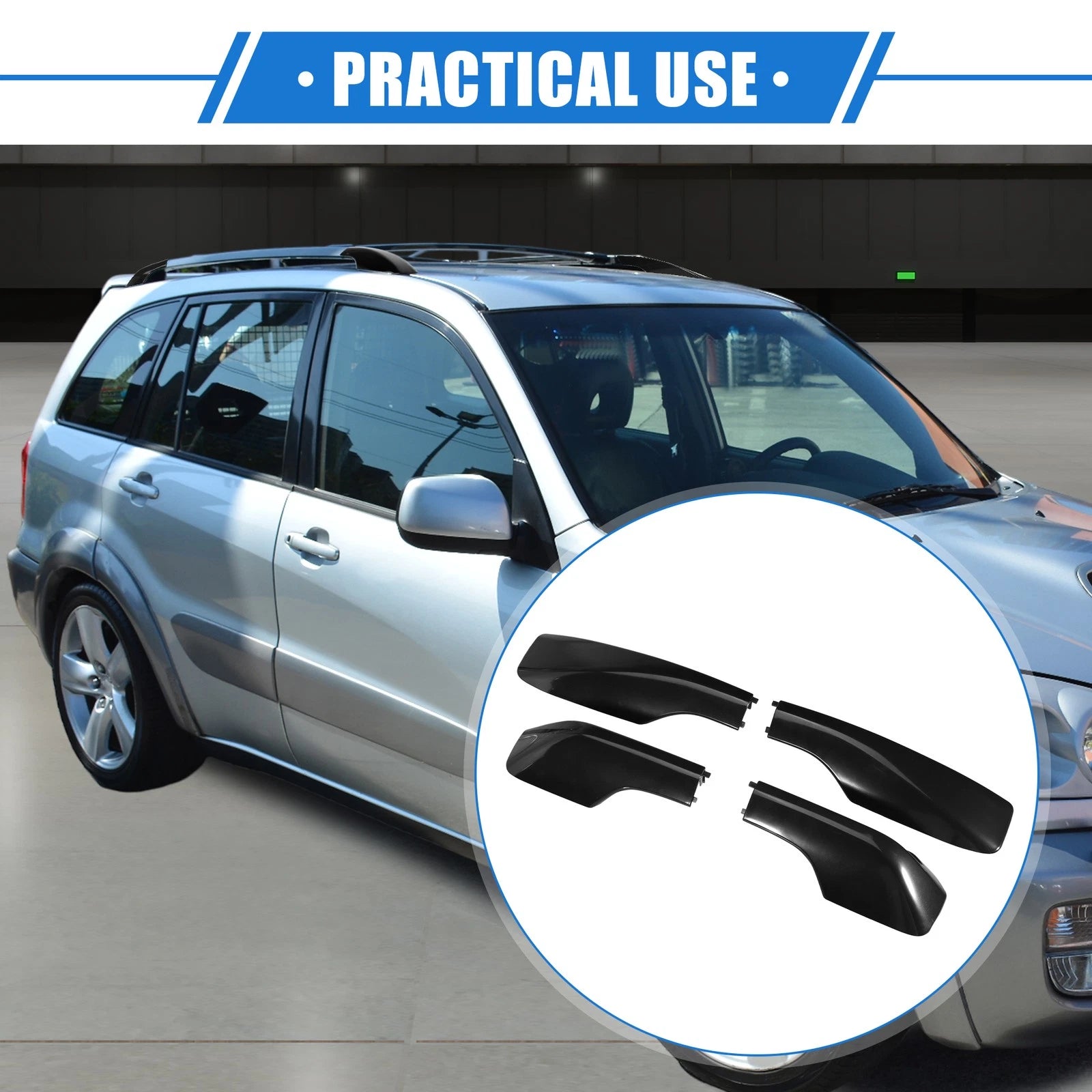 4Pcs Roof Rack Side Rail End Cover Shell Replacement for Toyota RAV4 (2001–2005)
