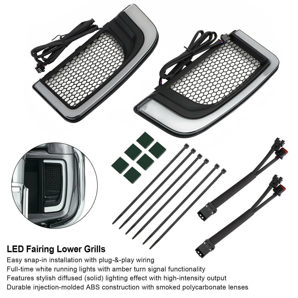 Tracer LED Lower Fairing Grills Lights for Electra FLH/T Road Glide (N/A)