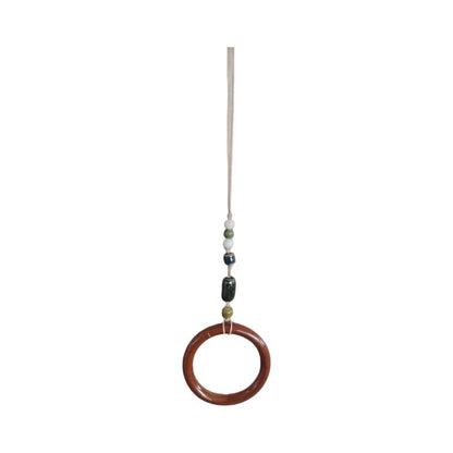 Beaded Towel Hanger for Farmhouse Decor (Natural Wood Beads, Textured Rope)