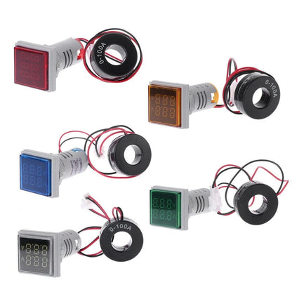 Digital Dual Display Voltmeter Ammeter Gauge 0-100A 31x31mm for Automotive