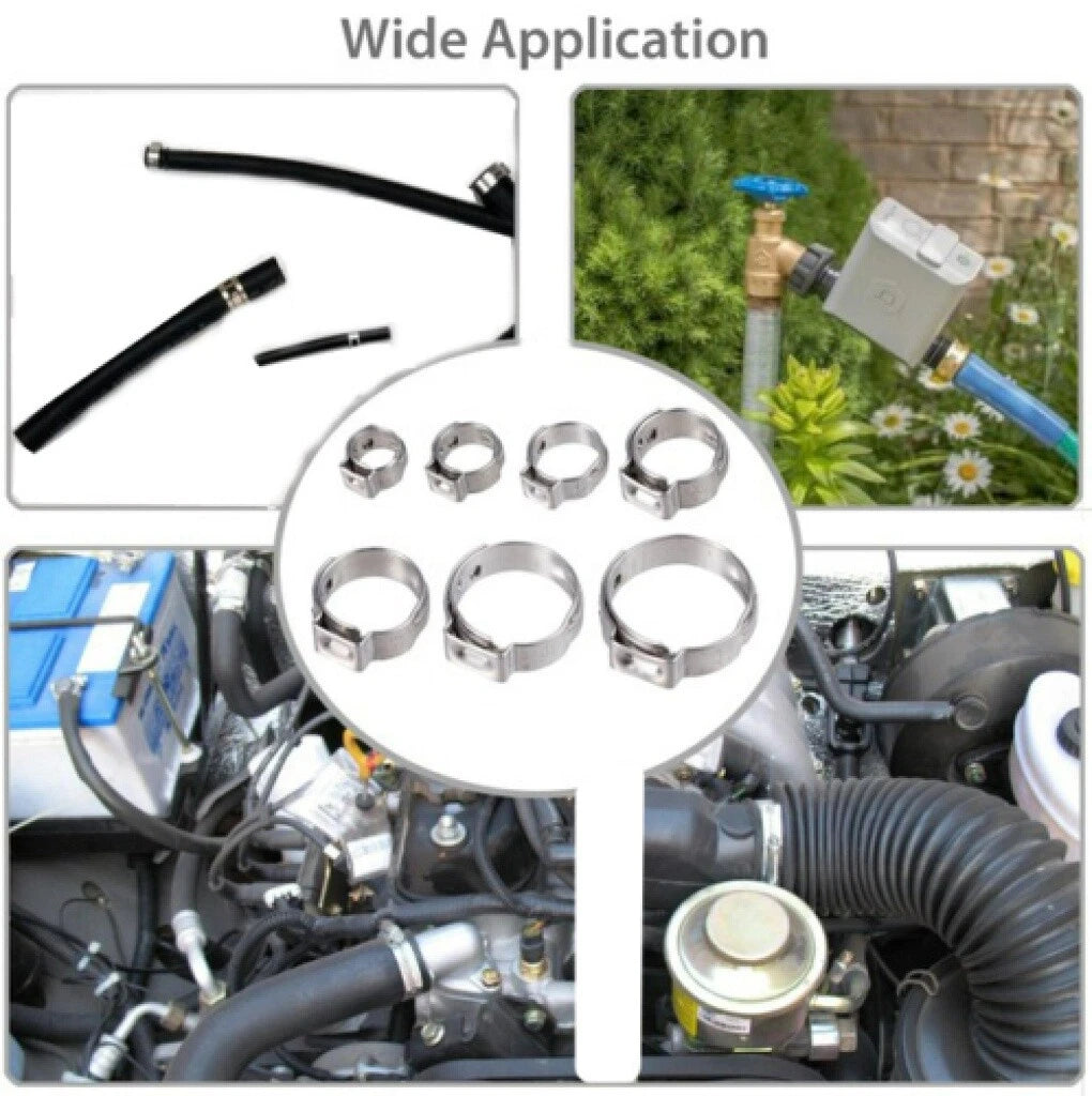 130PCS Stainless Steel Stepless Hose Clamps Assortment Rings