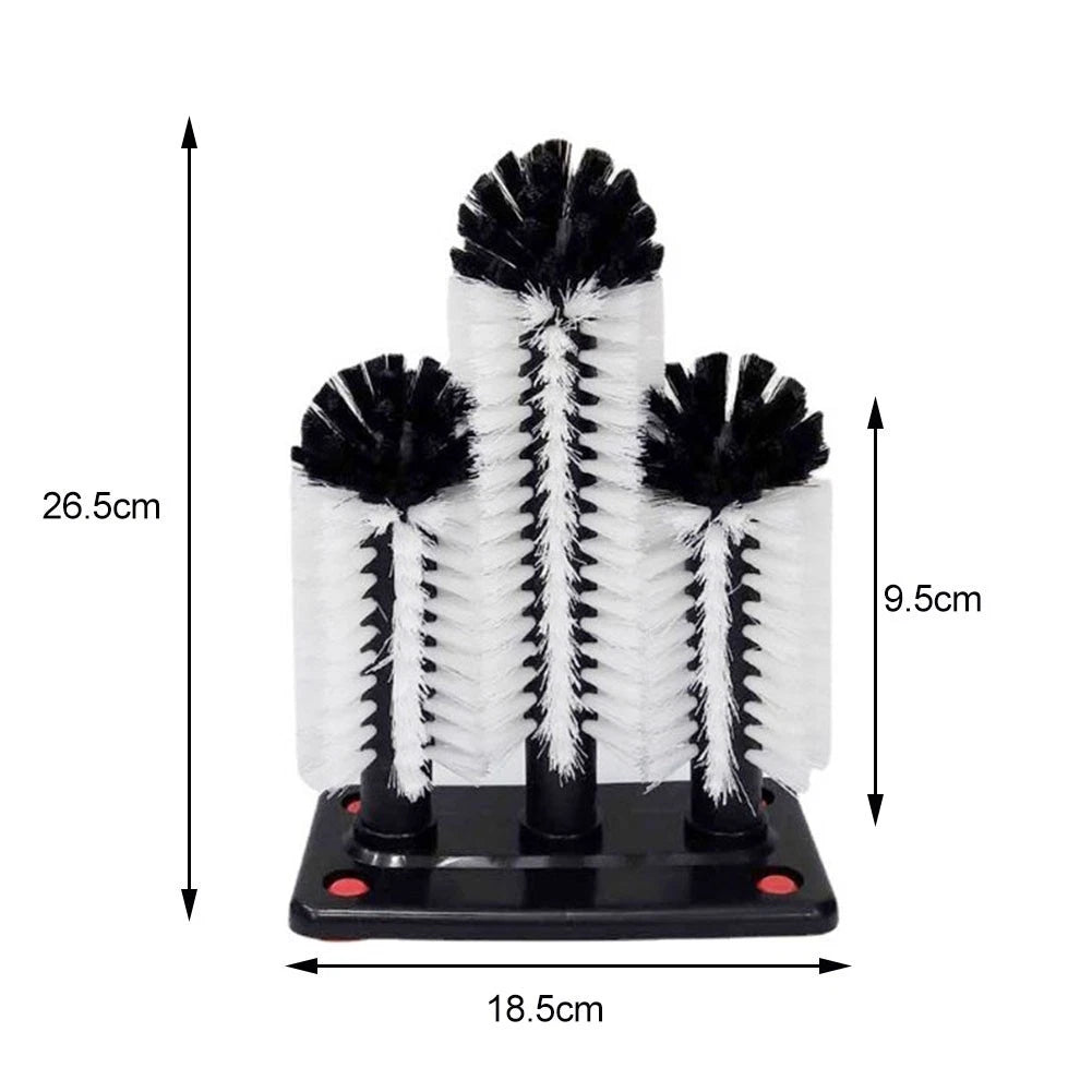 3X Sink Bar Glass Cleaner with Suction Base - Easy Cleaning Bristle