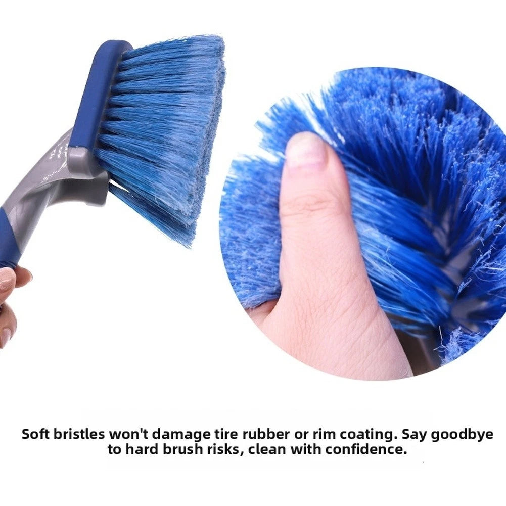 Tire Cleaning Brush for Car Detailing - Ergonomic Handle, Soft Bristles