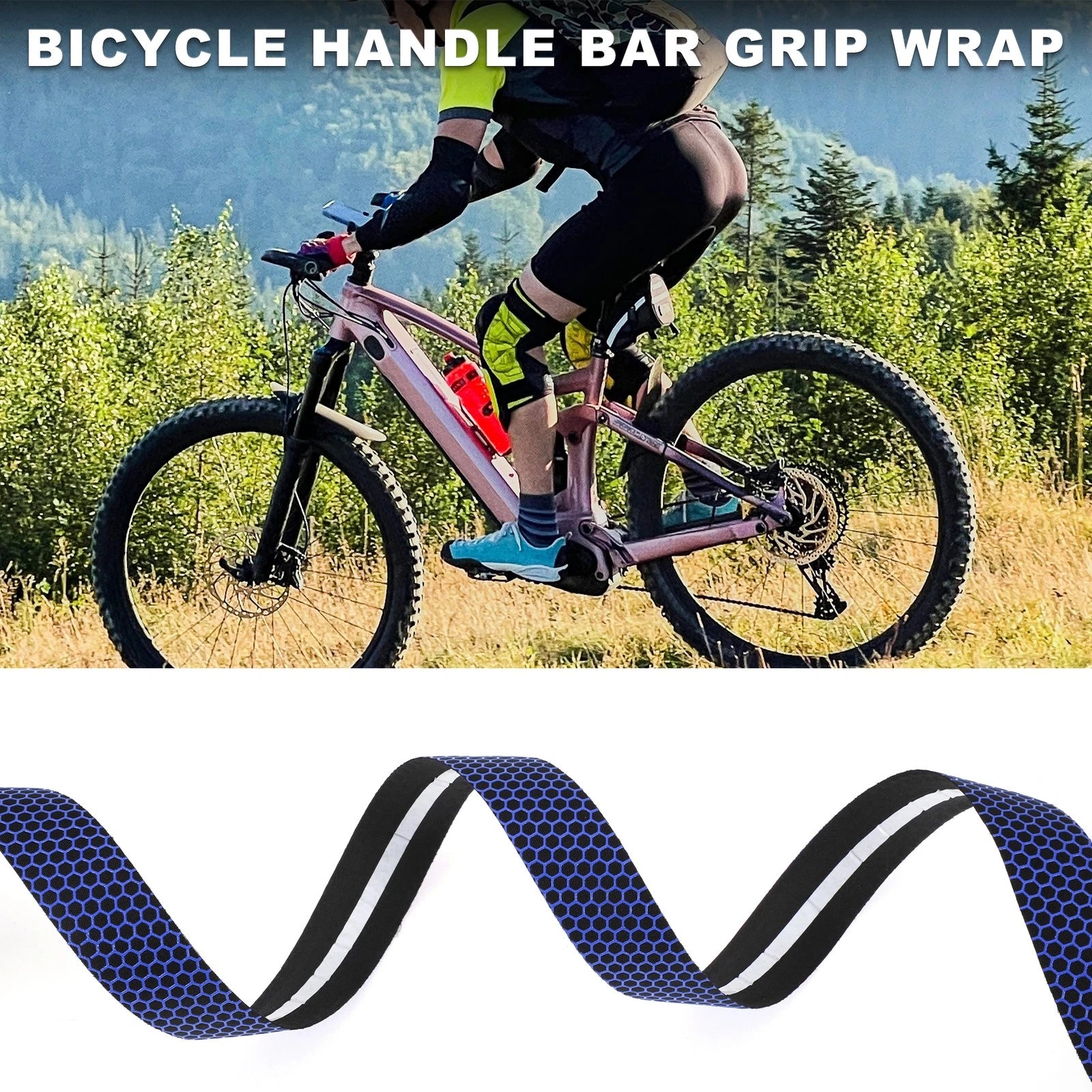 Handlebar Grip Tape Plaid Pattern Replacement for Bike Bicycle (Blue) (1 Pair)