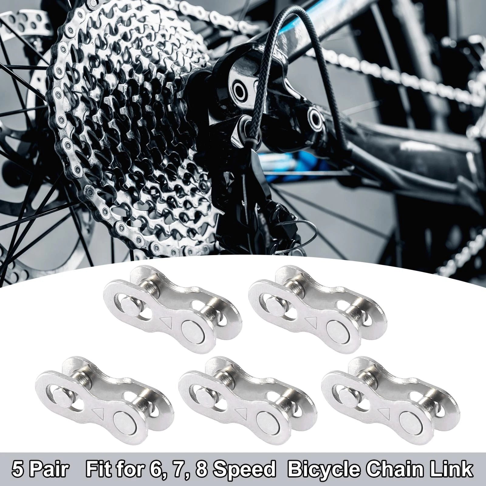 6 7 8 Speed Chain Master Link Connectors Pair for Bicycle Bike (Silver)
