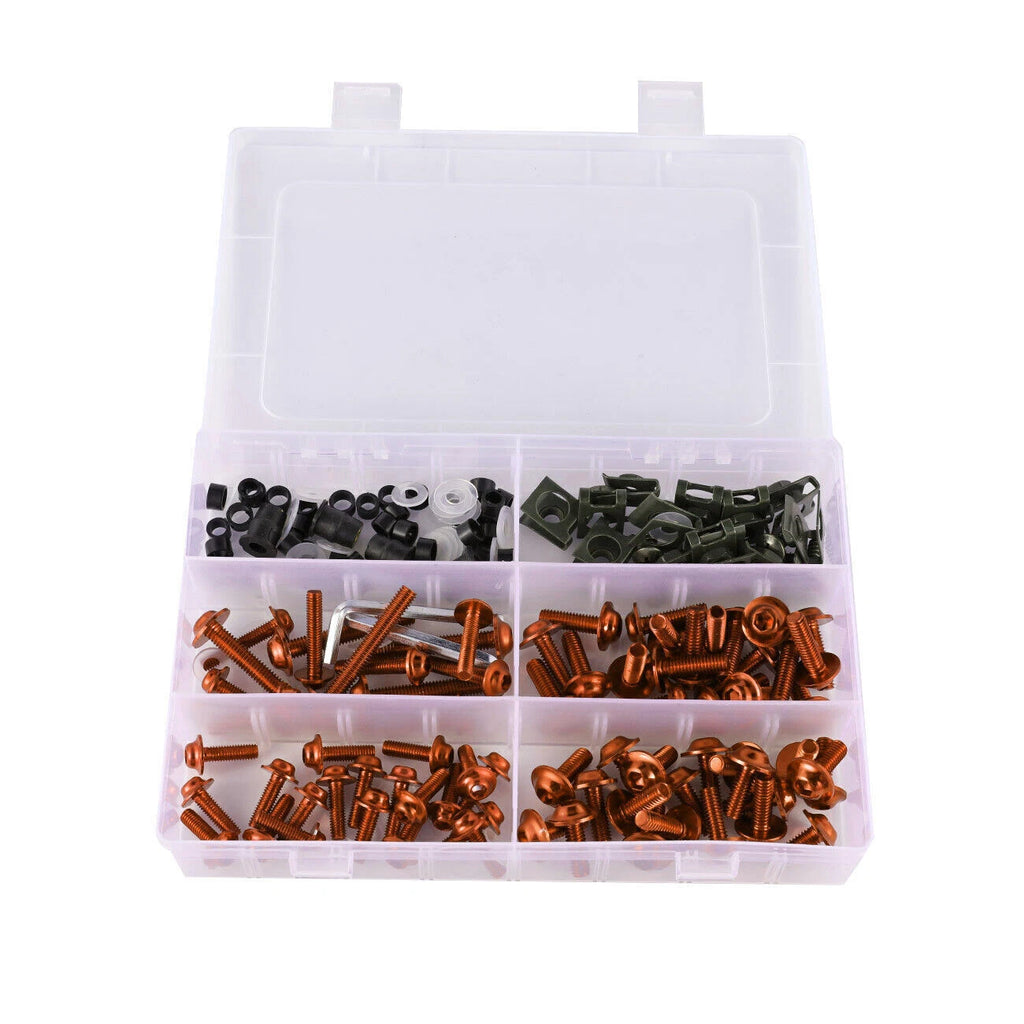 177x Fairing Bolts Kit for Motorcycle Sportbike (Universal) - Orange T9
