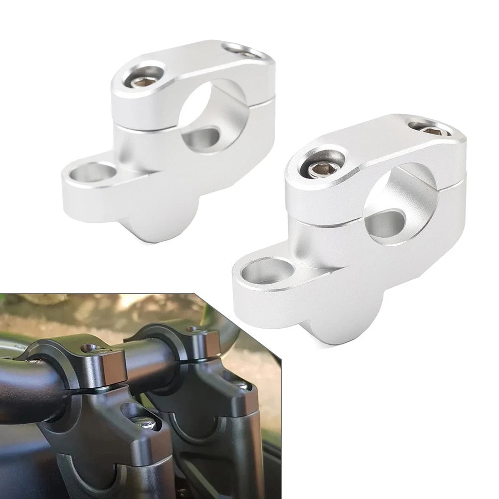 1 25mm Offset Handlebar Clamp Riser For Honda Suzuki Yamaha Kawasaki Silver
