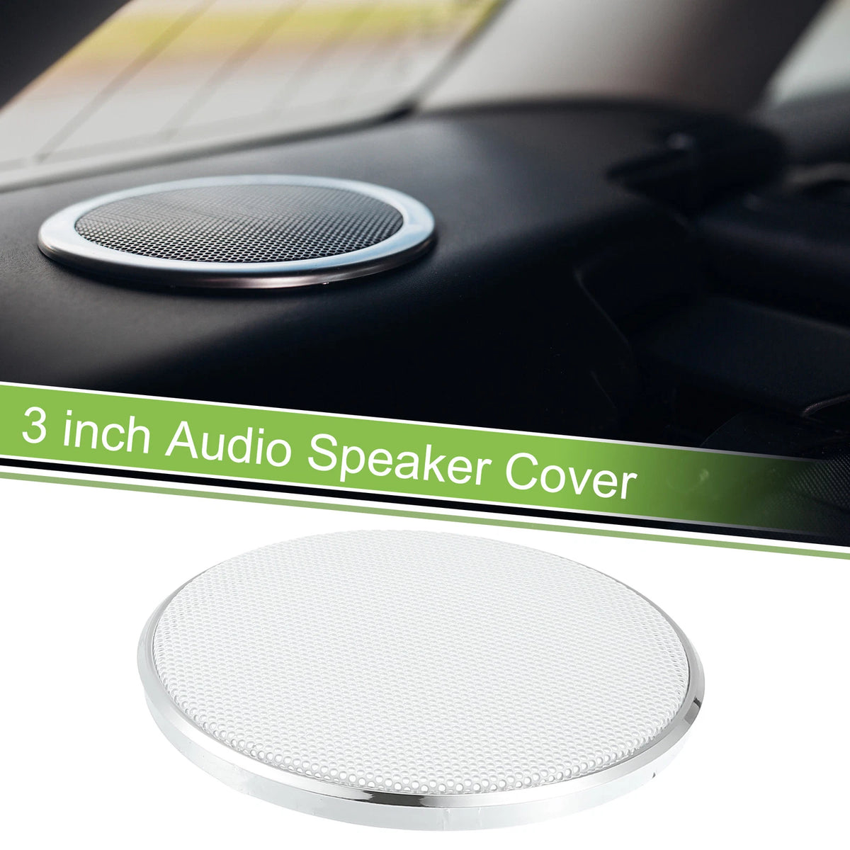 3" Speaker Grill Cover for Car Subwoofer (Universal Fit) Silver Tone White