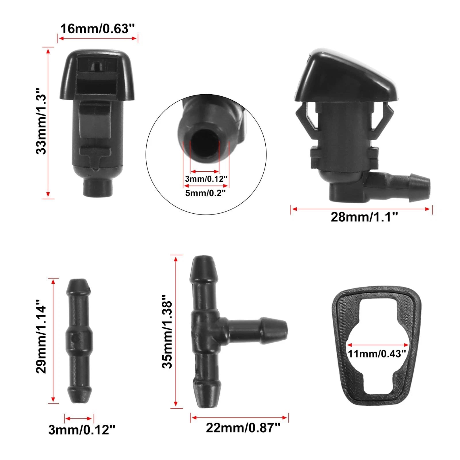 Windshield Washer Nozzle Set 7pc for Jeep Liberty (2008–2012)