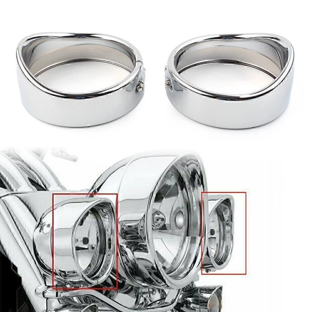 Chrome 4.5" Passing Lights Lamp Trim Ring Bezel for Harley FLHT FLHR (–)