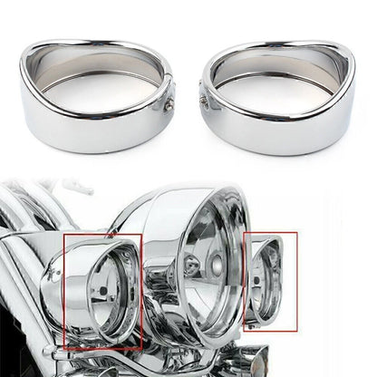 Chrome 4.5" Passing Lights Lamp Trim Ring Bezel for Harley FLHT FLHR (–)