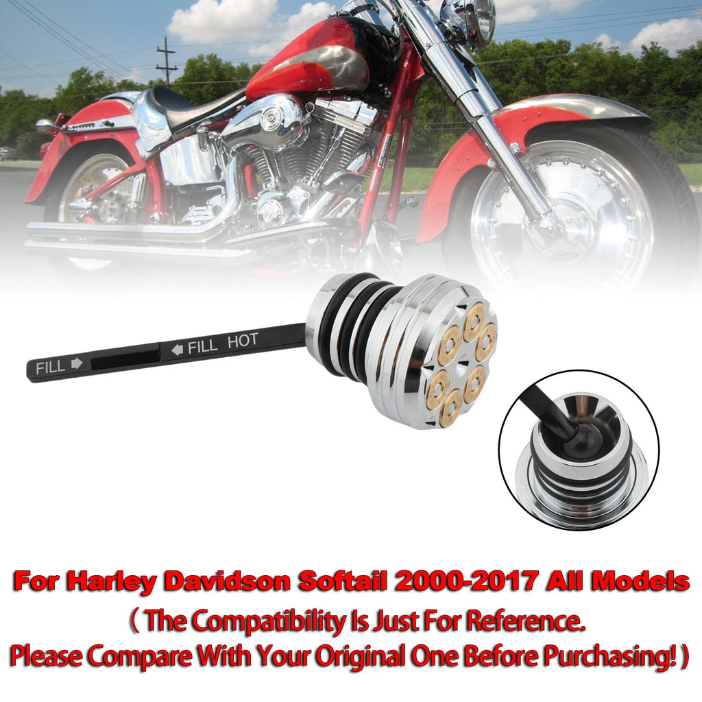 Oil Dipstick Tank Cap Plug for Softail (2000–2017) Silver