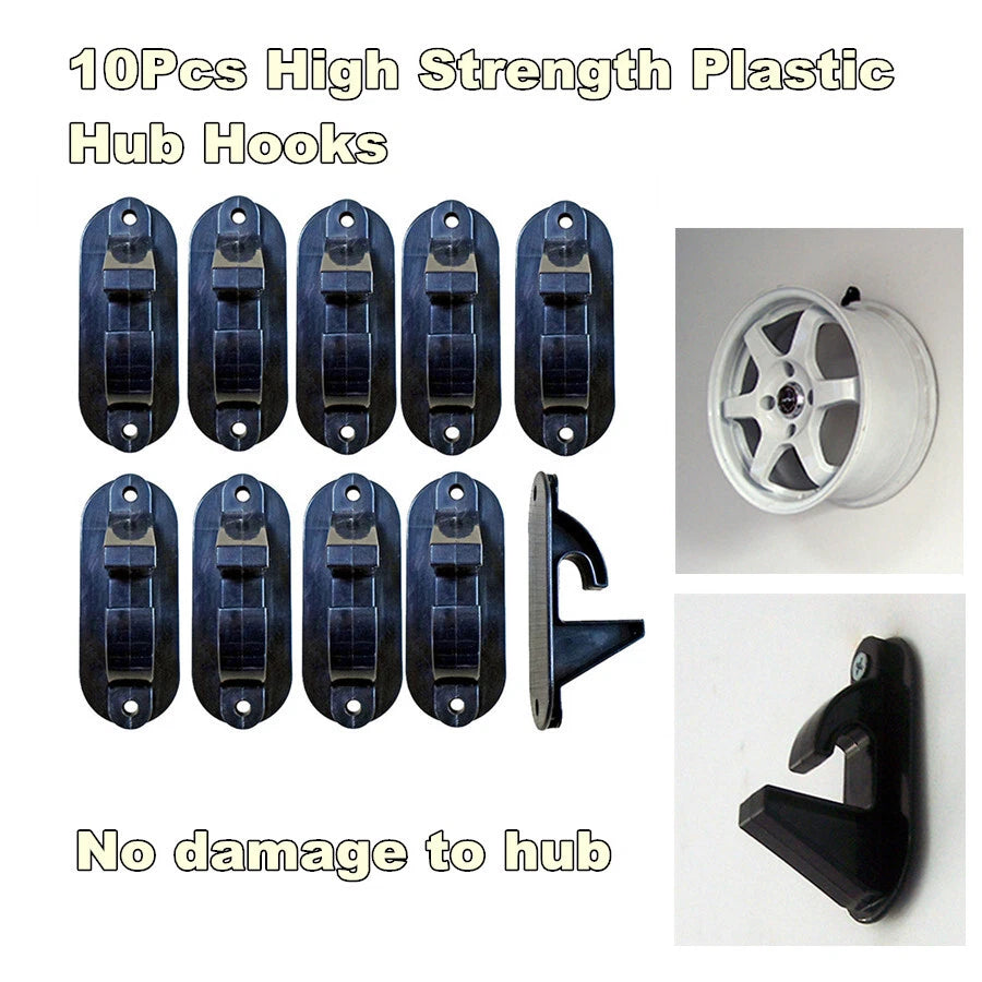 10X Plastic Tire Wheel Rim Hub Display Stand Rack Wall Mounted Hook