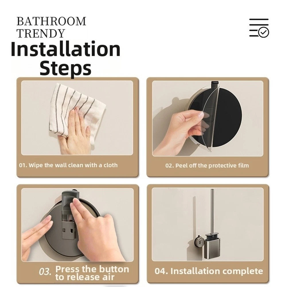 Aluminum Toilet Brush Holder with Silicone Brush Head (Quick Drying)