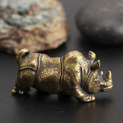 Toy Rhino Ornament for Vivid Display (Antique Handmade Mini Sculpture)