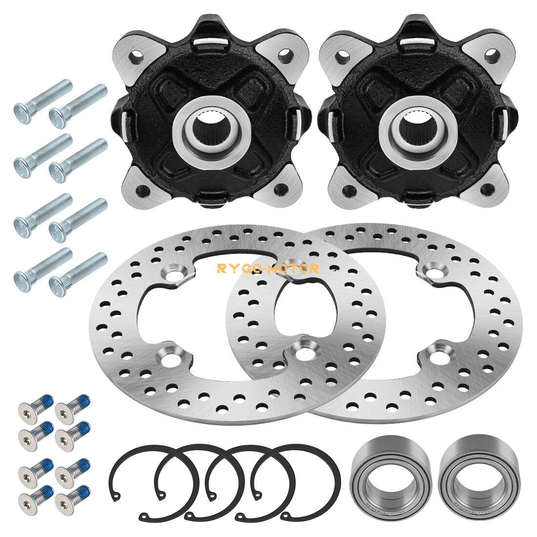 Set of 2 Front Wheel Hub Disc Rotors Bearings for Polaris Ranger 900 800 500 Diesel