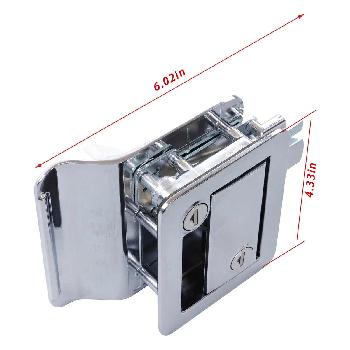 RV Door Lock for Right-Hinged Models (3.75" x 2.75" x 1.5") - Chrome, 4 Keys