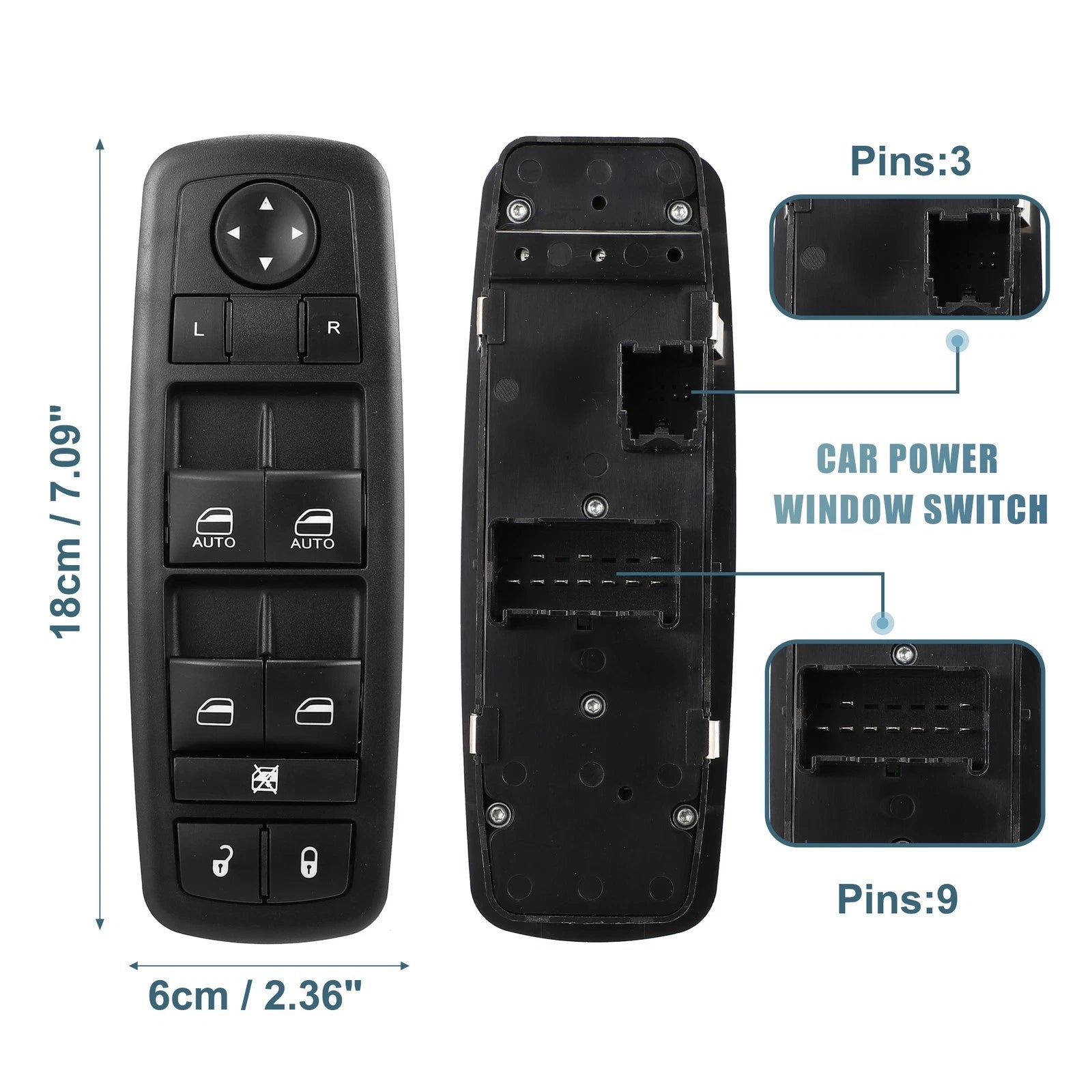 Power Window Master Control Switch 4602863AD for Ram 1500 2500 3500 (2002–2010)