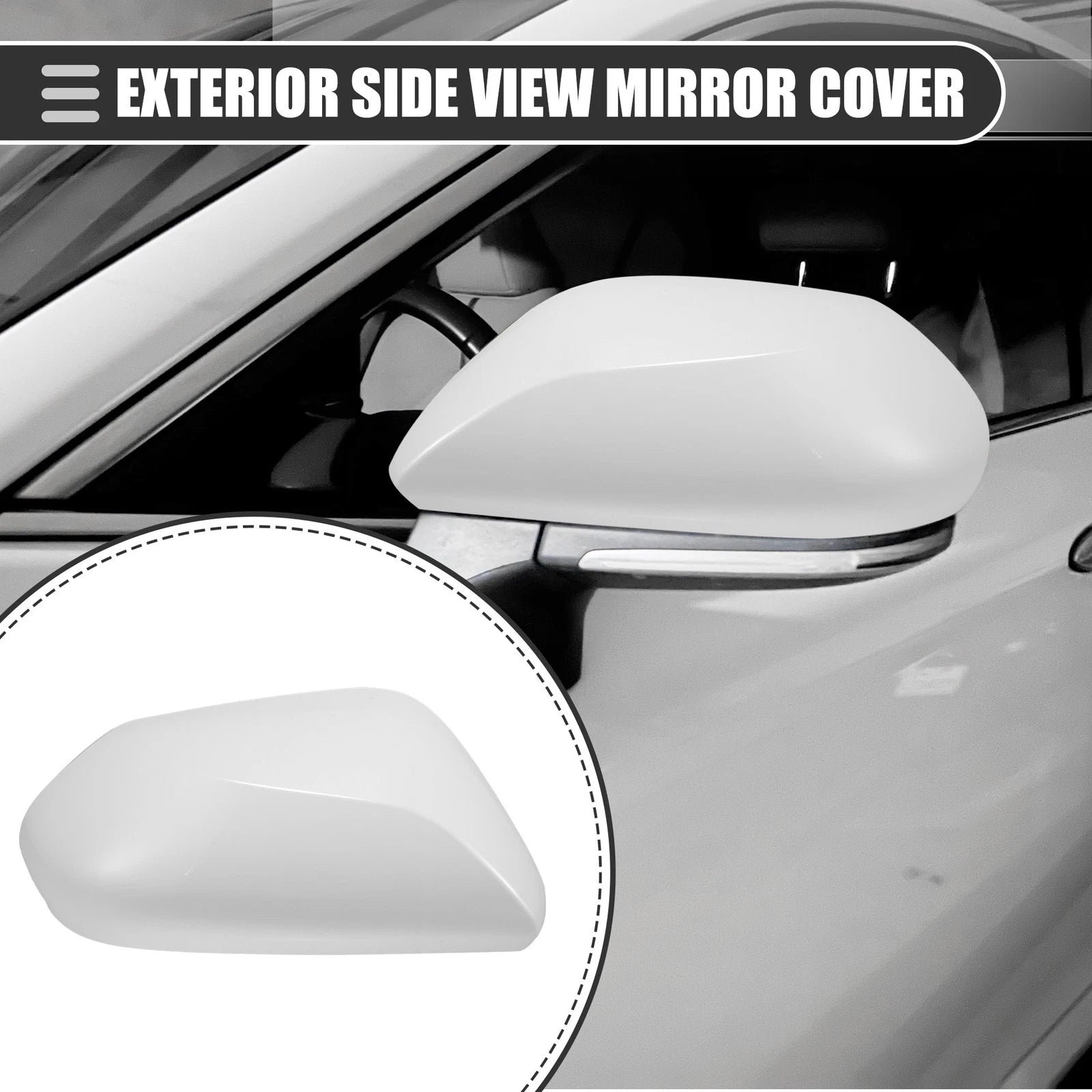 Right Side Mirror Cover Cap Replacement for Toyota Prius 2016–2019 ABS White