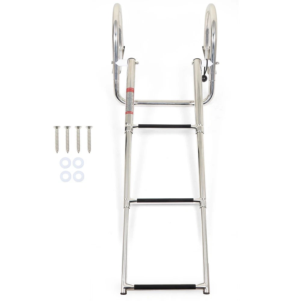 3 Step Folding Pontoon Ladder for Boat (Stainless Steel)