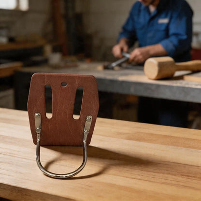 Cowhide Leather Waist Bag with Steel Hammer Ring for Quiet Movement