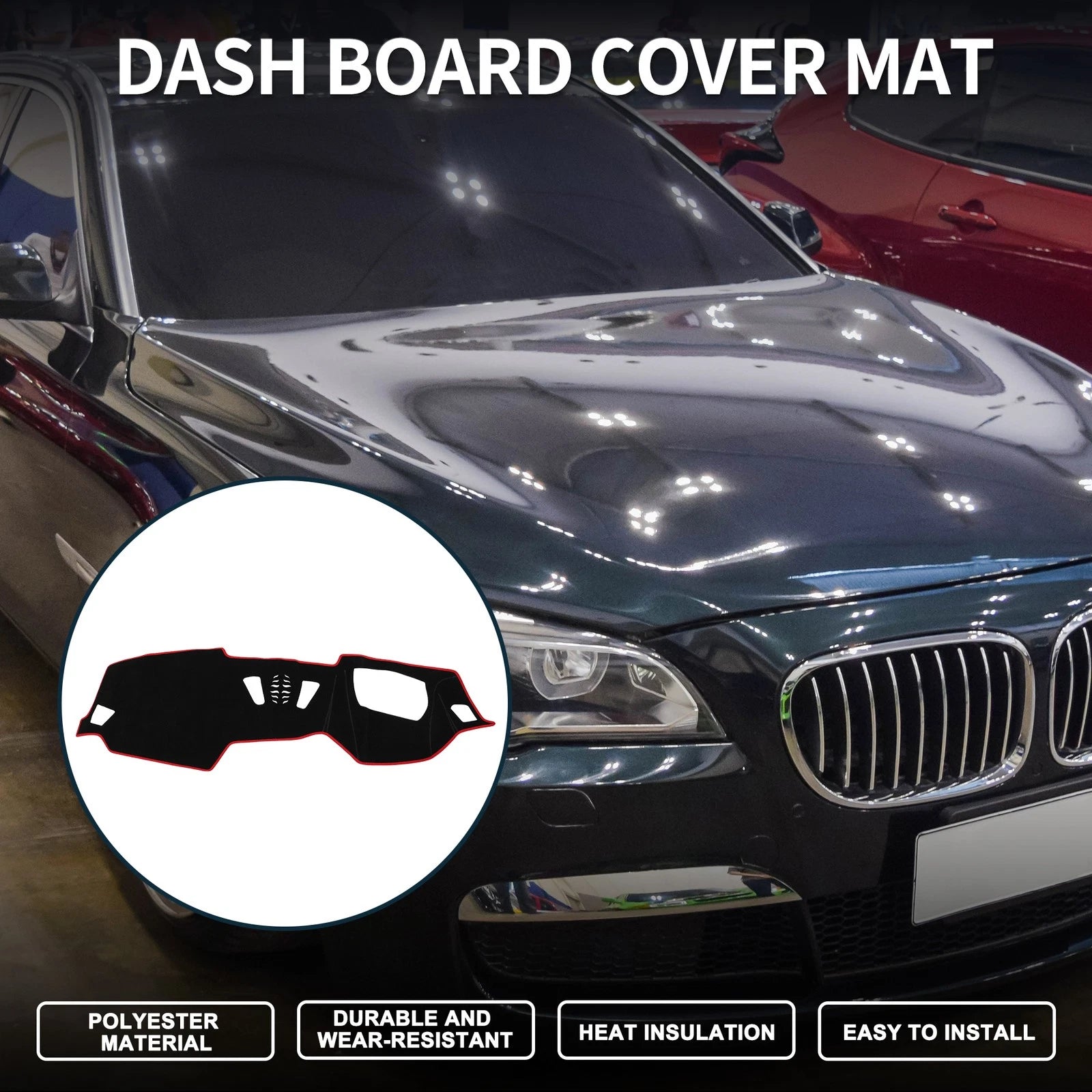 Dashboard Dash Cover Mat for BMW 4 Series 2021 Sun Protector Pad Black Red