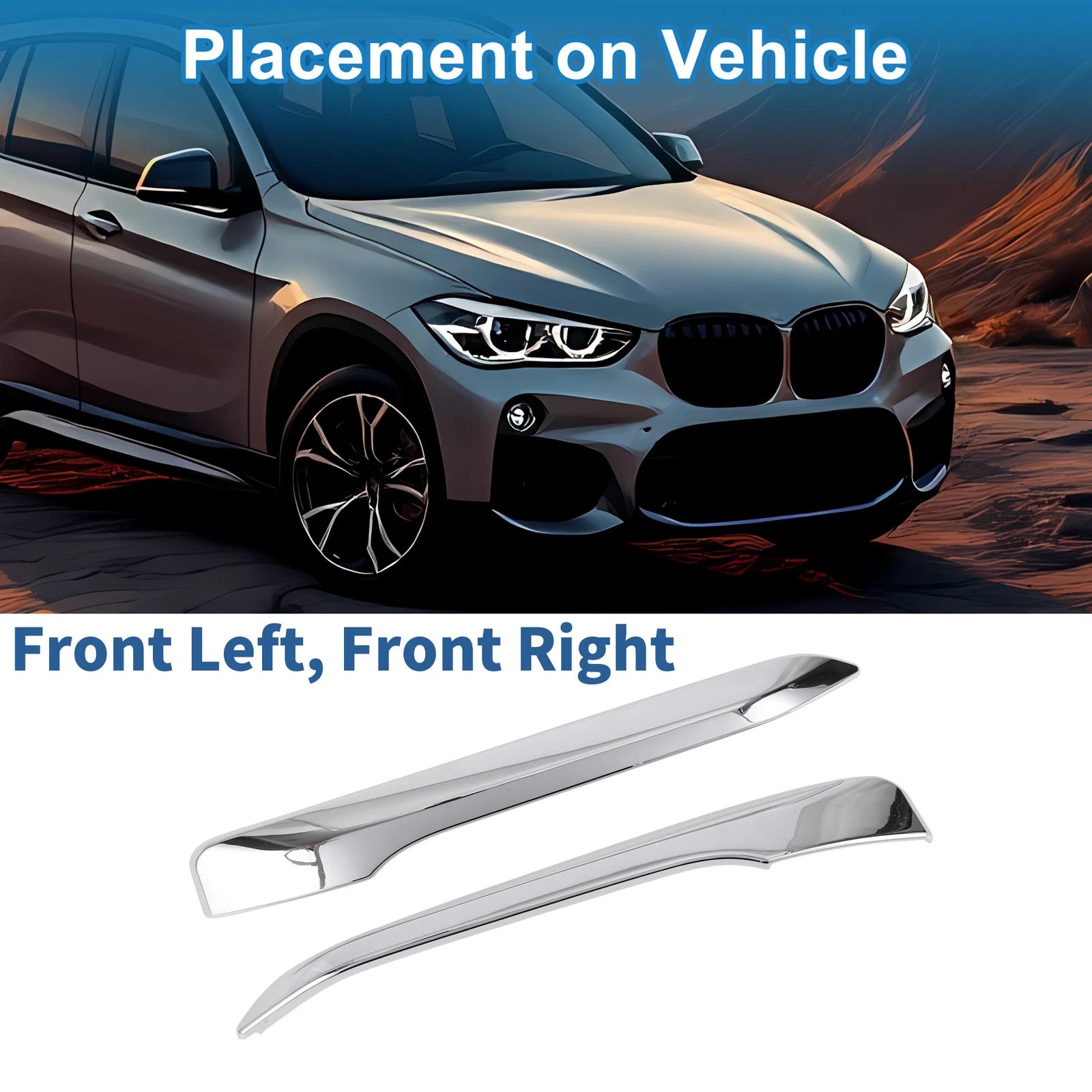 Headlight Trim Bezel Set Front Left Right for BMW X1 F48 (2016–2019)