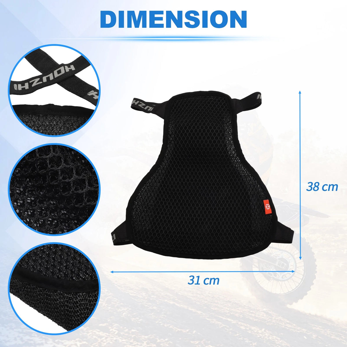 Universal Motorcycle Seat Cushion 38cm L x 31cm W Black (1 pcs)