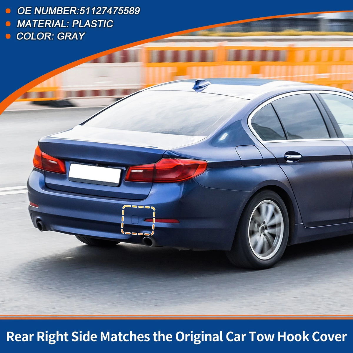 Rear Right Tow Hook Cover Replacement for BMW 530i 540i M5 (2004–2010)
