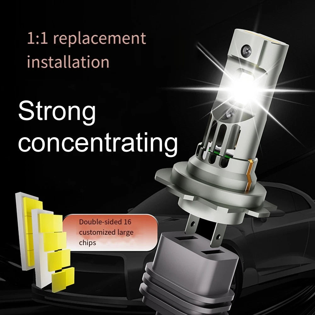 Car LED Headlight Pair 2X Bright 6000K Output for Various Vehicle Models