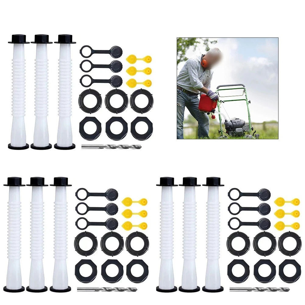 3 Pieces Gas Can Spout Replacement with Hex Nut and Secure Fit Design