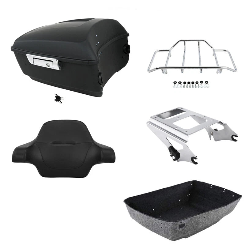 Matte Black Trunk Backrest Rack for Harley Road Glide (2009–2013)