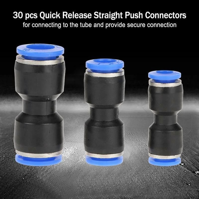 30pcs Pneumatic Push Connectors Quick Release 6mm 8mm 10mm for Tube Pipe