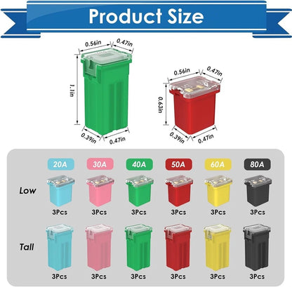 36x Jcase Fuse Assortment Kit for Automotive (Tall/Standard/Low Profile)