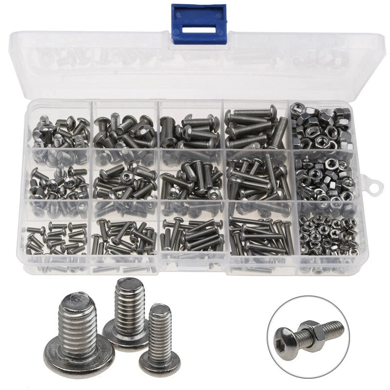 440pcs Stainless Steel Screw Kit M3 M4 M5 for Various Applications