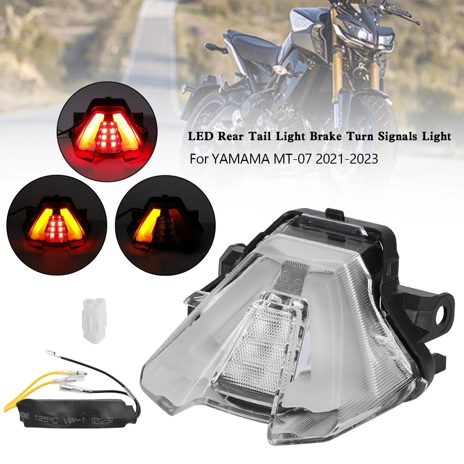 LED Rear Tail Light Brake Turn Signals for Yamaha MT-07 MT07 (2021–2023) T9