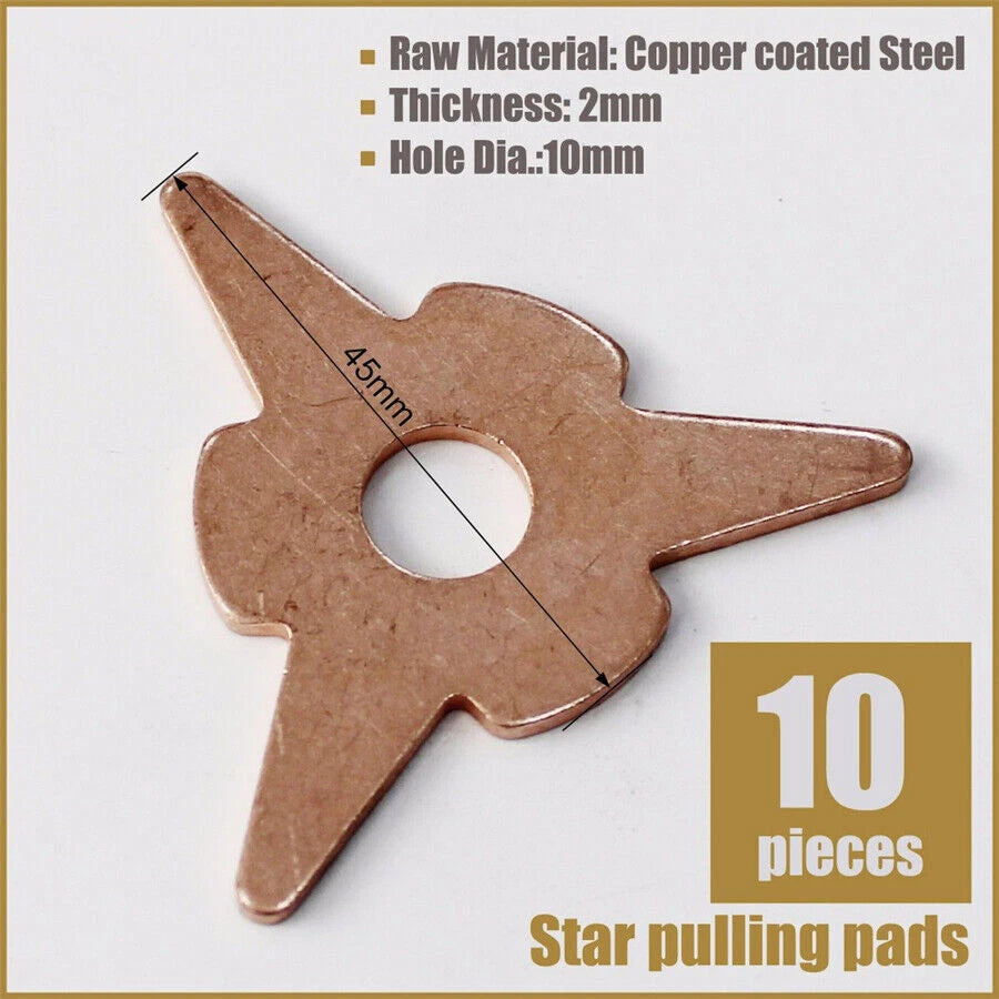50pcs Stud Welding Accessories Straight Twisted Dent Pulling Ring Round Star Pad