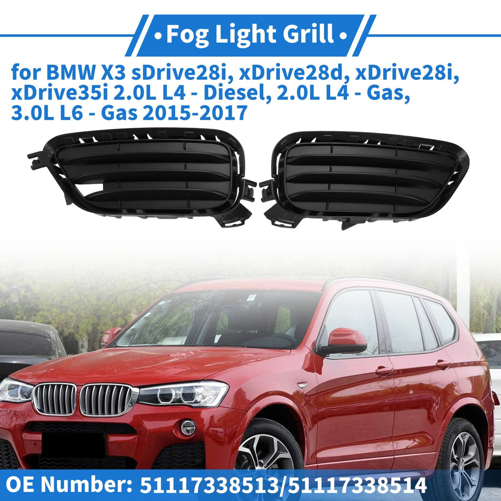 Front Bumper Fog Light Cover No 51117338513 for BMW X3 (2011–2017) Pair